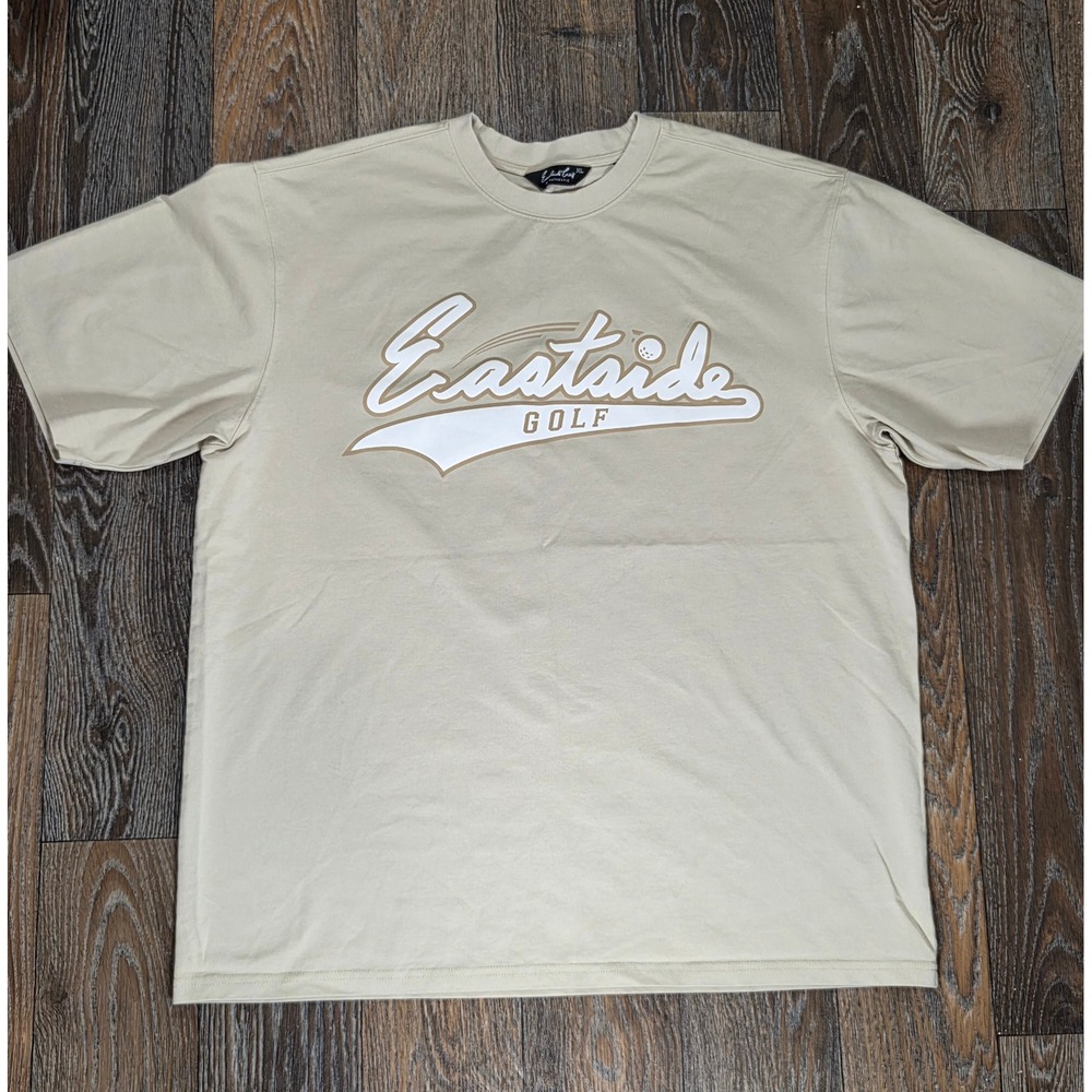 Eastside Golf Mens Script Logo T-Shirt Sand Beige ESG Monogram XL